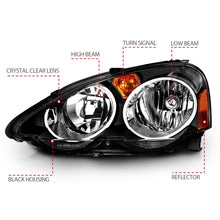 Load image into Gallery viewer, ANZO 2002-2004 Acura RSX Crystal Headlights with Black Housing and Clear Lenses