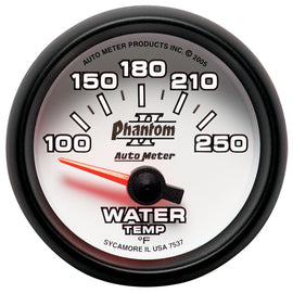 AutoMeter Phantom II 52.4mm SSE Water Temperature Gauge (100-250°F) for Automotive Applications