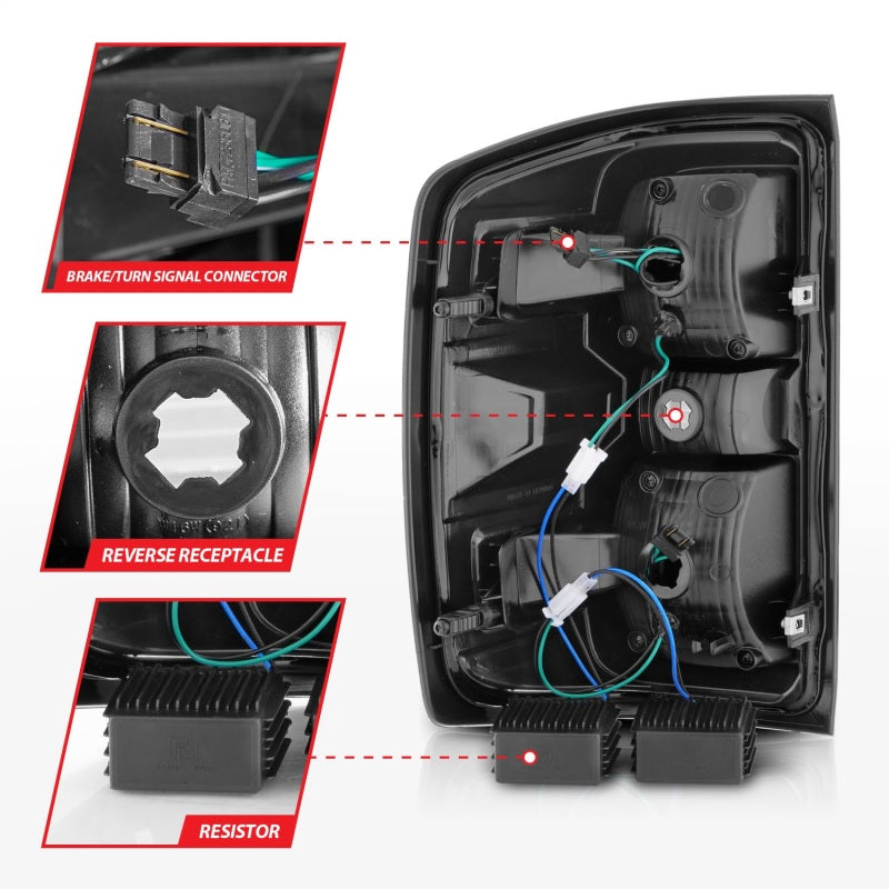 ANZO 15-19 Chevy Silverado 2500HD/3500HD LED Tail Lights with Smoke Lens and Chrome Housing