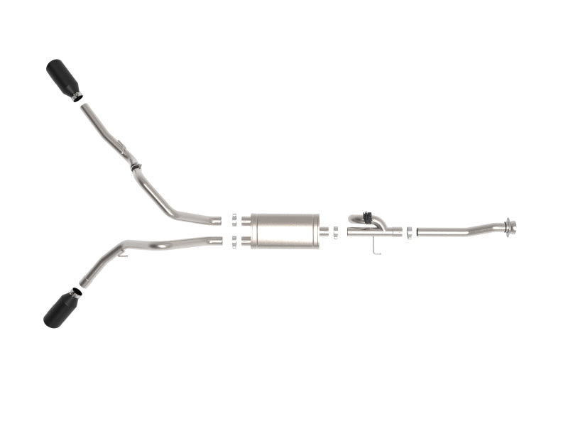 aFe Gemini XV 3-Inch Stainless Steel Cat-Back Exhaust System with Black Tips for Ford F-150 2021-2022