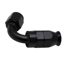 Load image into Gallery viewer, DeatschWerks 6 AN Female Flare Swivel Hose End with PTFE, 120-Degree, Anodized Matte Black - Part dwk6-02-0872-B