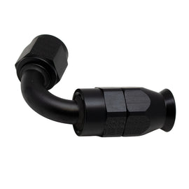DeatschWerks 6 AN Female Flare Swivel Hose End with PTFE, 120-Degree, Anodized Matte Black - Part dwk6-02-0872-B