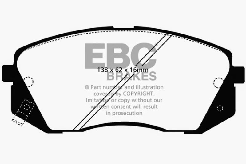 EBC Ultimax OEM Replacement Brake Pads for Kia and Hyundai Vehicles - Part Number EBCUD1295
