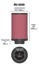 Load image into Gallery viewer, K&amp;N Engineering Universal Rubber Air Filter with 5-inch Flange, 6.5-inch Outer Diameter, and 10-inch Height