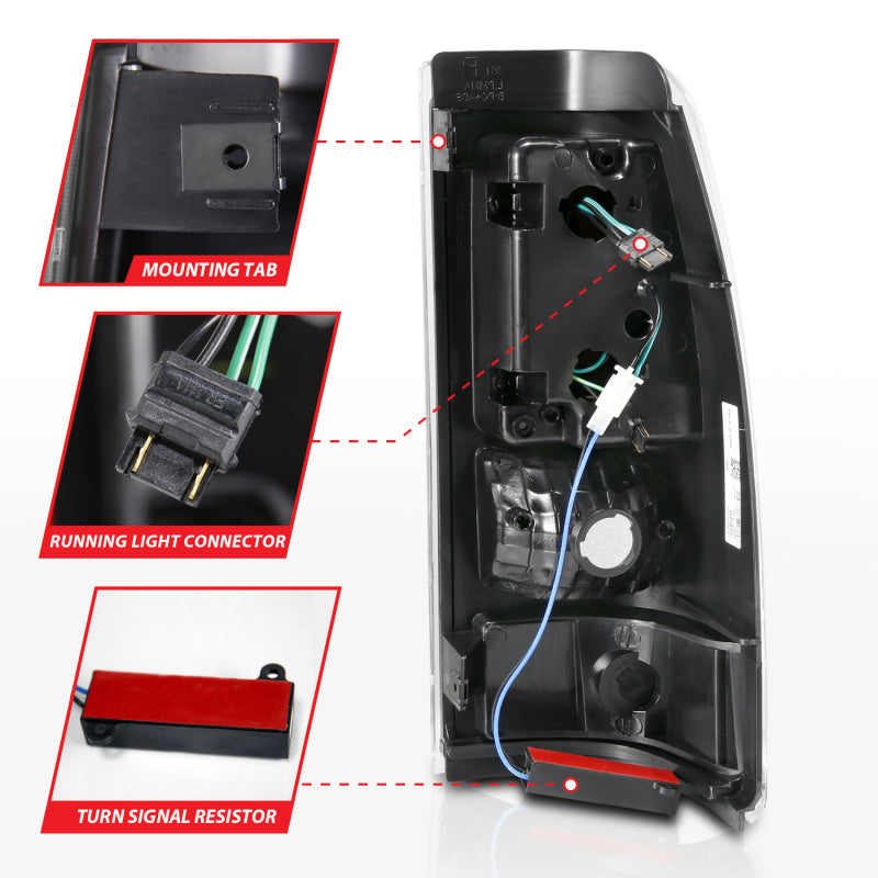 ANZO 2003-2006 Chevy Silverado LED Tail Light Assembly with Clear Lens and Black Housing