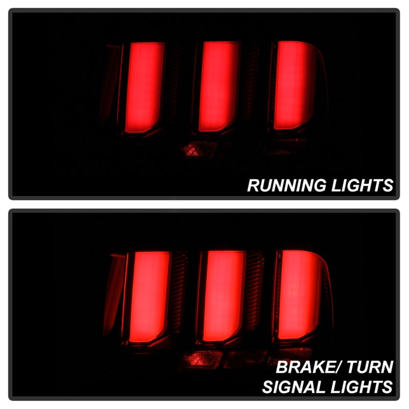 Spyder 05-09 Ford Mustang LED Tail Lights with Smoke Finish and White Light Bar