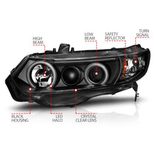 Load image into Gallery viewer, ANZO 2006-2011 Honda Civic Projector Headlights with Halo and Black Housing (CCFL)