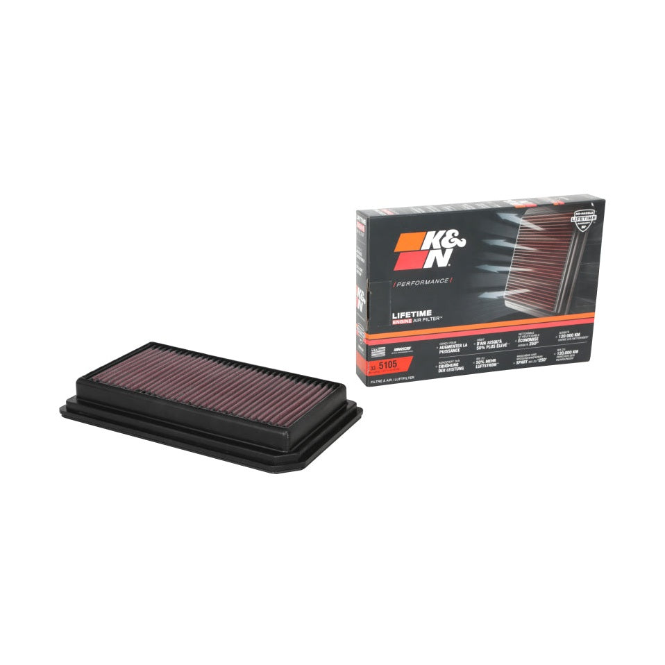 K&N Engineering High-Flow Replacement Air Filter for Cadillac CT4 and CT5 with 3.0L V6 Engine (Part No. KNK33-5105)