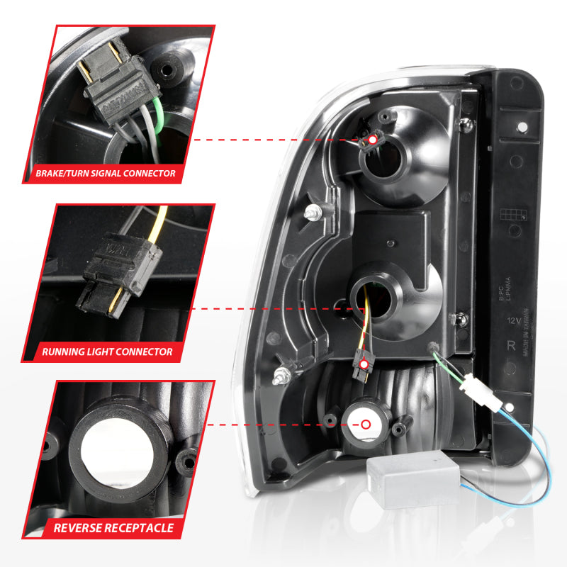 ANZO 2002-2009 Chevrolet Trailblazer LED Tail Lights with Light Bar, Black Housing, Smoke Lens
