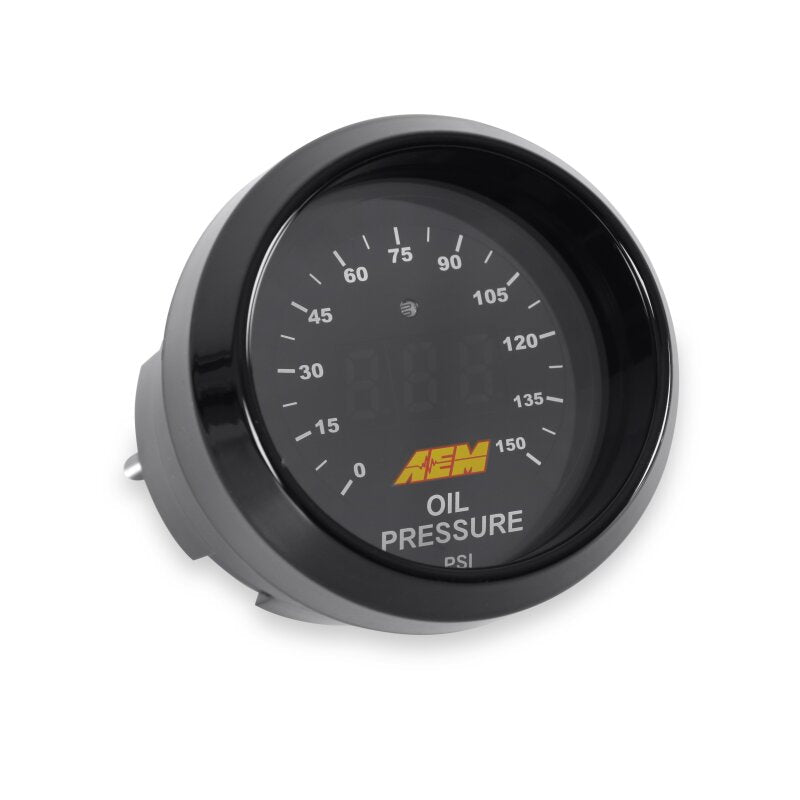 AEM 52mm Oil Pressure Gauge with 0-150 PSI Range and Analog Output for Data Logging