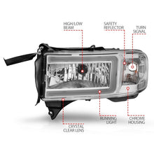 Load image into Gallery viewer, ANZO 94-02 Dodge Ram Crystal Headlight with Light Bar – Chrome Housing Pair