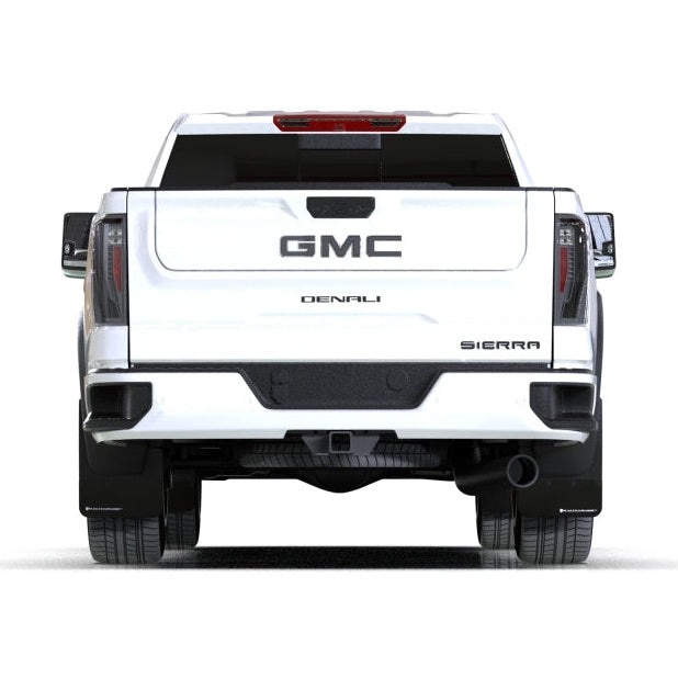 Rally Armor 20-26 GMC Sierra 2500/3500 HD Denali Black Mud Flap with Metallic Black Logo