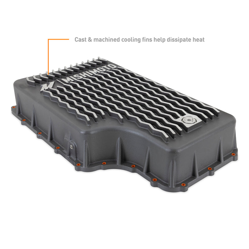 Mishimoto Aluminum Transmission Pan for 2011-2019 Ford 6.7L Powerstroke - Cast Aluminum with Gunmetal Gray Finish