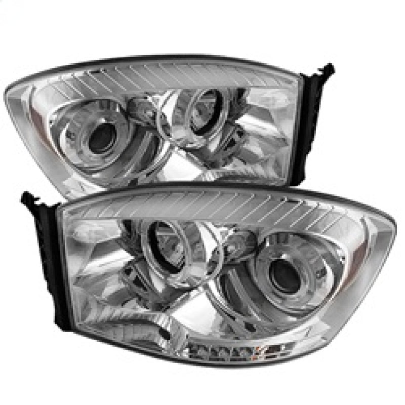 Spyder Chrome Halo LED Projector Headlights for Dodge Ram 1500, 2500, 3500 (2006-2008)