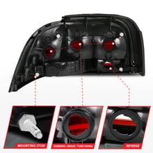 Load image into Gallery viewer, ANZO 1994-1998 Ford Mustang Tail Light Assembly with Dark Red Lens and Black Housing