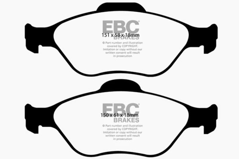 EBC Greenstuff 2000 Series Sport Brake Pads for Lotus 2009-2011 Exige & Elise - Front, Part Number EBCDP2197/2