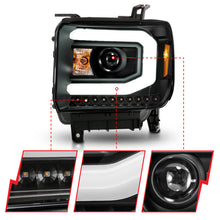 Load image into Gallery viewer, ANZO 2014-2015 GMC Sierra 1500 Projector Headlights with Light Bar, Black Housing - Pair