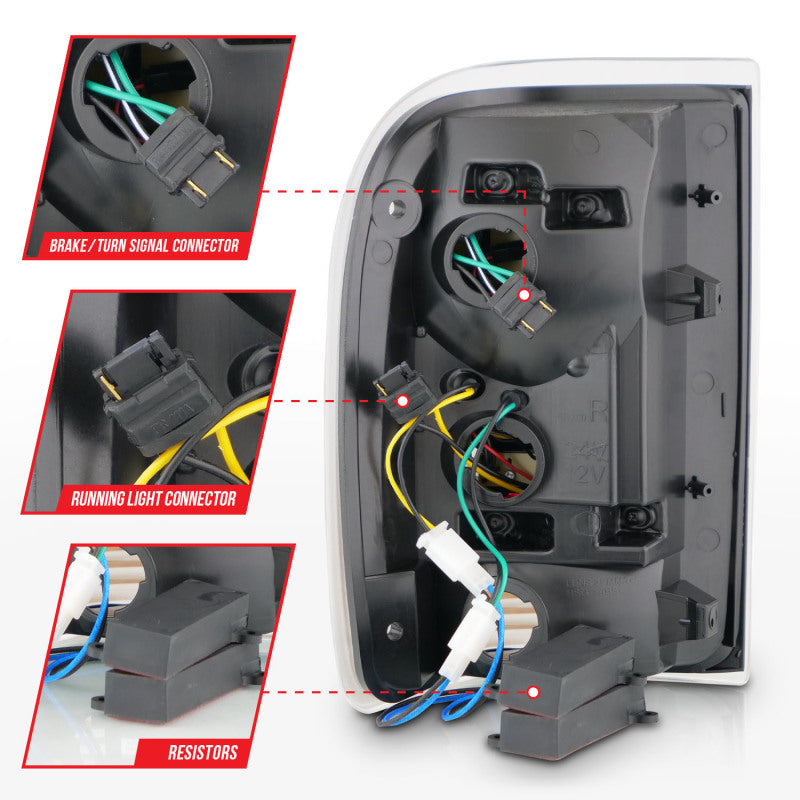 ANZO 1993-1997 Ford Ranger LED Tail Light Assembly with Light Bar, Black Housing & Clear Lens