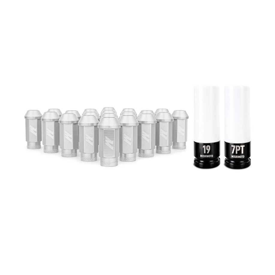 Mishimoto Aluminum Locking Lug Nuts M12x1.5 Set in Silver - Lightweight & Durable Wheel Security