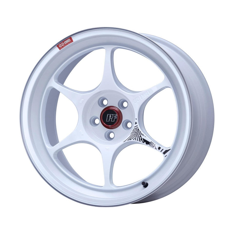 Enkei PF06 18x9.5 Inch Wheel with 5x114.3 Bolt Pattern and 27mm Offset in White Machined Finish
