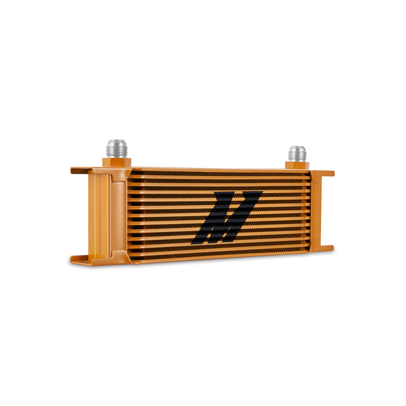 Mishimoto Universal 13-Row Oil Cooler in Gold for Enhanced Engine Cooling