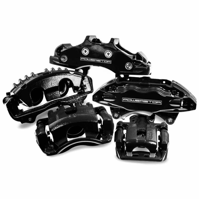 PowerStop PSB S4974BLK Powder Coated Brake Calipers for Ford F-150 (Pair with Brackets)