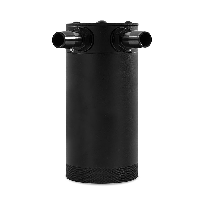 Mishimoto XL Baffled Oil Catch Can with 2 Ports – Black, Part Number misMMBCC-CBTWO-XLBK