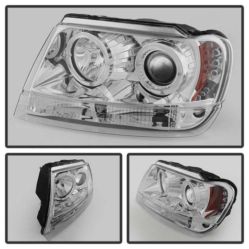 Spyder Jeep Grand Cherokee 99-04 LED Halo Projector Headlights - Chrome (Part # PRO-YD-JGC99-HL-C)