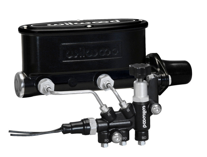 Wilwood HV Tandem Master Cylinder Kit with Combination Proportioning Valve and Mounting Hardware - 1 1/8 Inch Bore in Black