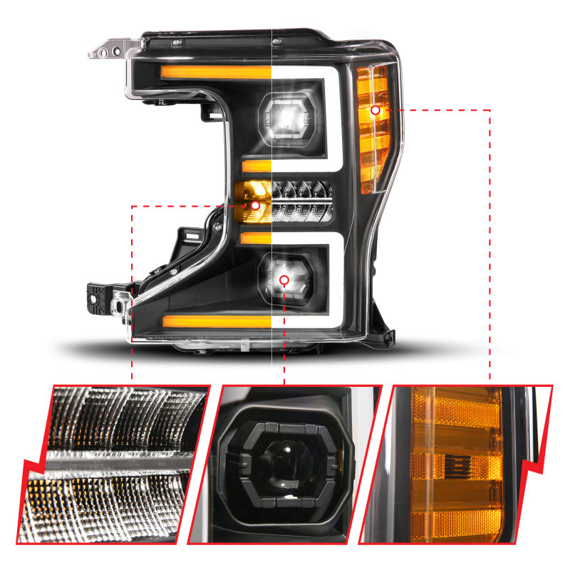 ANZO Z-Series Full LED Projector Headlight for 2020-2022 Ford Super Duty Driver Side Only - Halogen Replacement