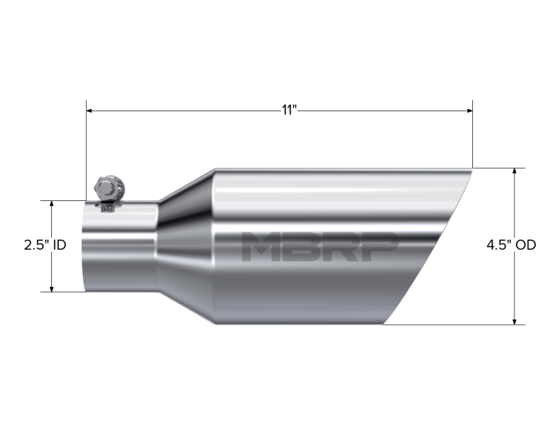 MBRP Universal Exhaust Tip 4.5 Inch Diameter Dual Wall Angled Rolled End T304 Stainless Steel