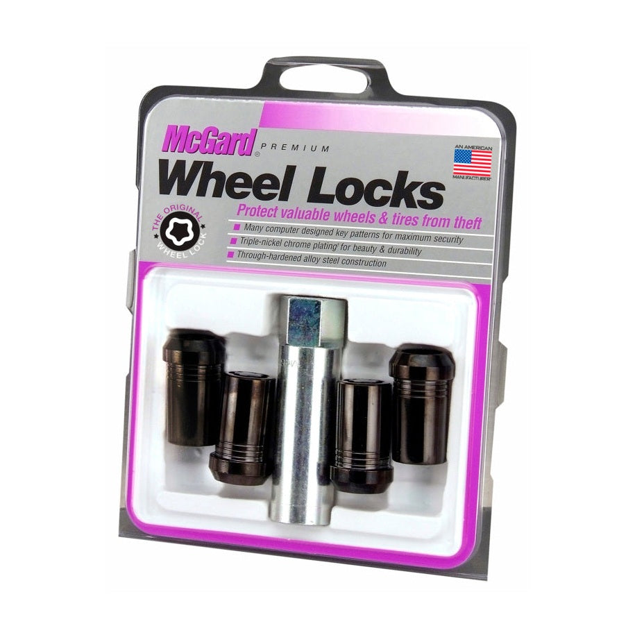 McGard Black Tuner Style Cone Seat Wheel Lock Set M14 x 1.5 Thread - 4 Pack