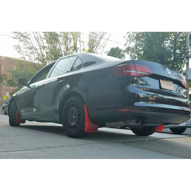 Rally Armor 15-18 VW Jetta Black UR Mud Flap with Red Logo - Premium Polyurethane Mud Guards