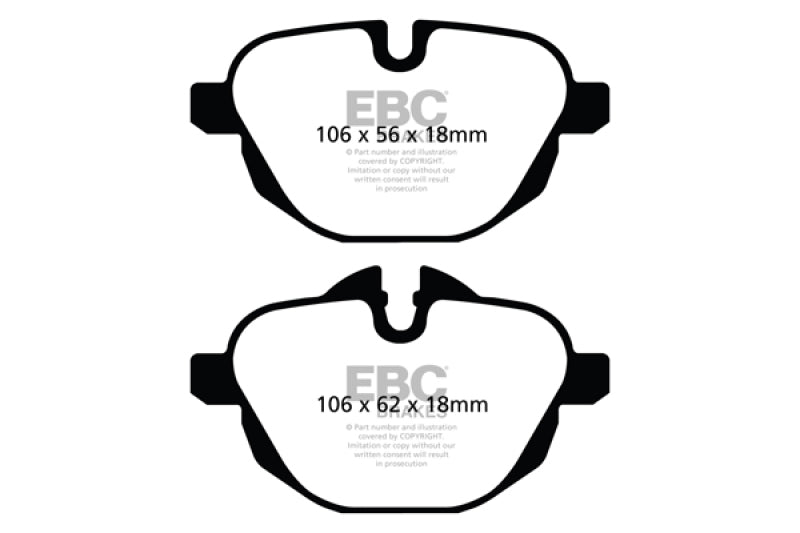 EBC Greenstuff 2000 Series Sport Rear Brake Pads for BMW X3 2.0 Turbo (F25)