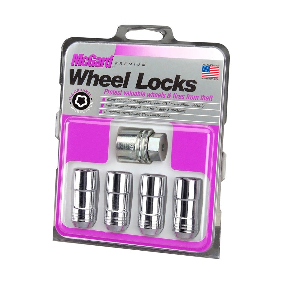 McGard Chrome Cone Seat Wheel Lock Nut Set M14 x 2.0 - 4 Pieces with Key for Ford and Lincoln Vehicles