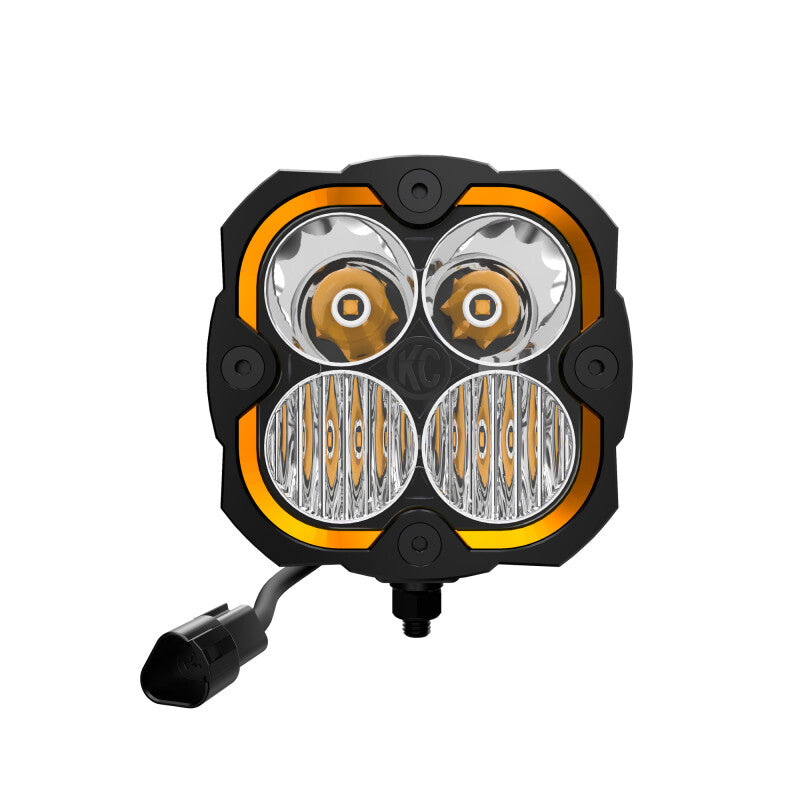 KC HiLiTES FLEX ERA 4 Single Light Master Kit * High-Performance Off-Road LED Light with IP68 Rating, Amber Backlighting, and Customizable Features