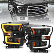 Load image into Gallery viewer, ANZO 2015-2017 Ford F-150 Projector Headlights with Plank Style Switchback in Black and Amber