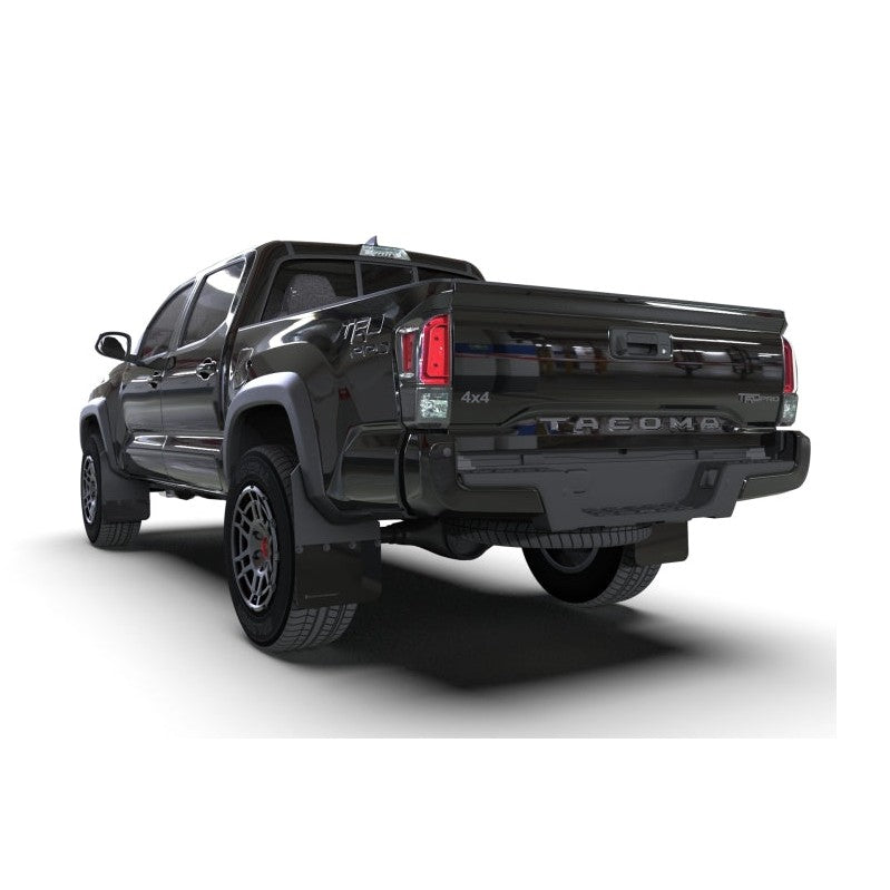 Rally Armor 16-23 Toyota Tacoma Gen 3 Black Mud Flap with Metallic Black Logo - Durable Polyurethane Mud Guards