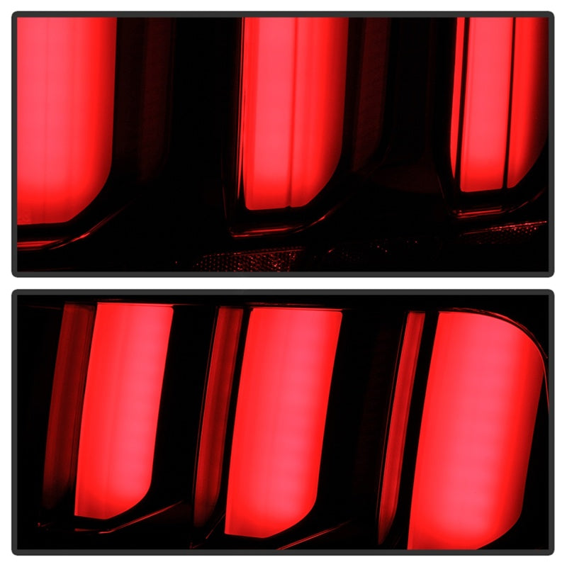 Spyder 05-09 Ford Mustang LED Tail Lights with White Light Bar - Black Finish