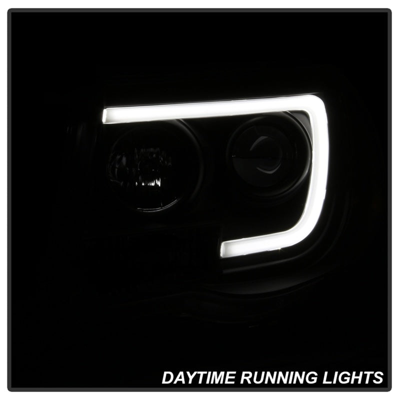 Spyder 05-11 Toyota Tacoma Version 2 Projector Headlights with Light Bar DRL - Black Smoke Smoke
