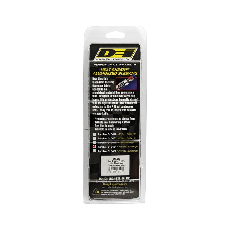 DEI Heat Sheath 1-1/4 inch I.D. x 3 ft Aluminized Sleeving for Automotive Protection