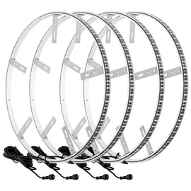 Oracle Lighting Double-Wide LED Wheel Ring Kit - 16.5 Inch White Illuminated Aluminum Rings