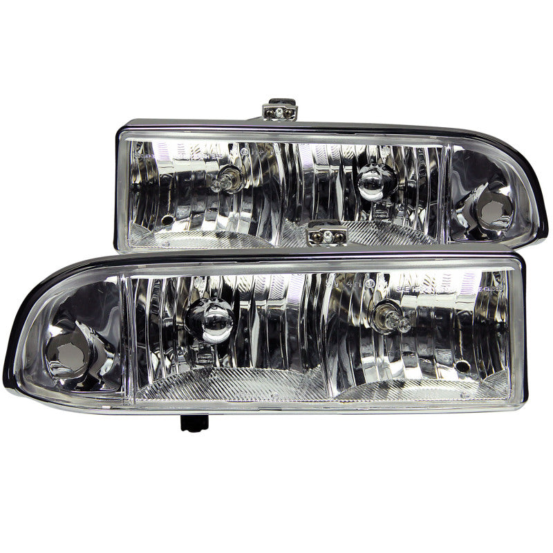 ANZO 1998-2005 Chevrolet S-10 Crystal Headlights with Chrome Housing and Clear Lens