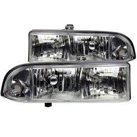 ANZO 1998-2005 Chevrolet S-10 Crystal Headlights with Chrome Housing and Clear Lens