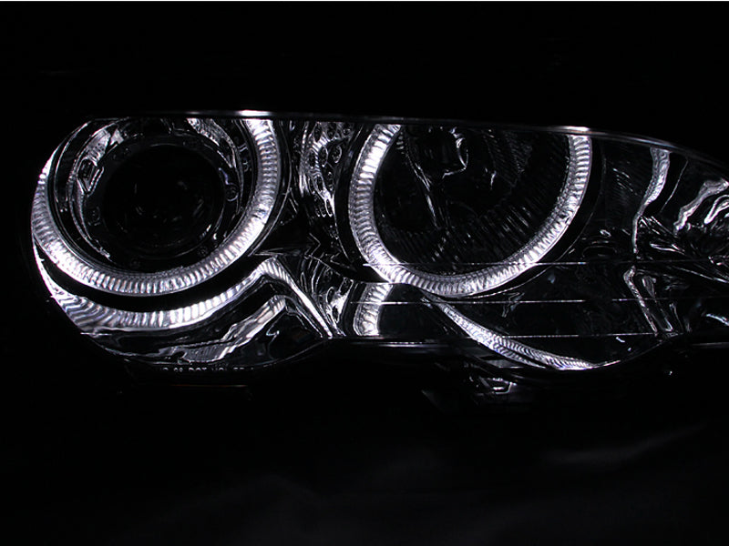 ANZO 2000-2003 BMW 3 Series E46 Projector Headlights with Halo, Chrome Housing, Pair