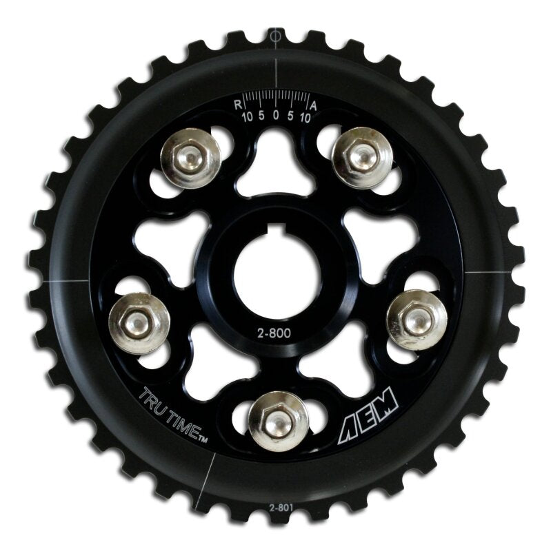 AEM Tru-Time Adjustable Camshaft Gear for Honda Civics and Del Sols - Black, Part Number AEM23-800BK