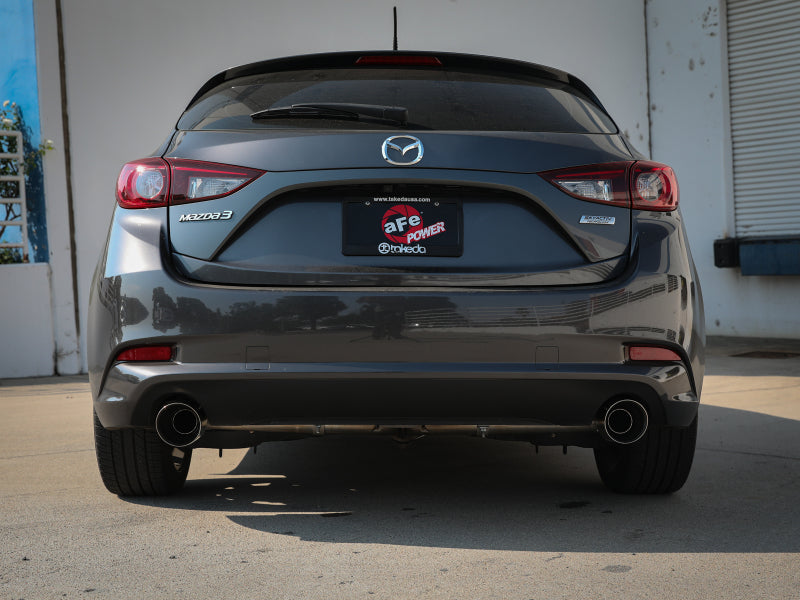 aFe Takeda 2-1/2 Inch 304 Stainless Steel Axle-Back Exhaust System with Polished Tips for Mazda 3 2014-2018