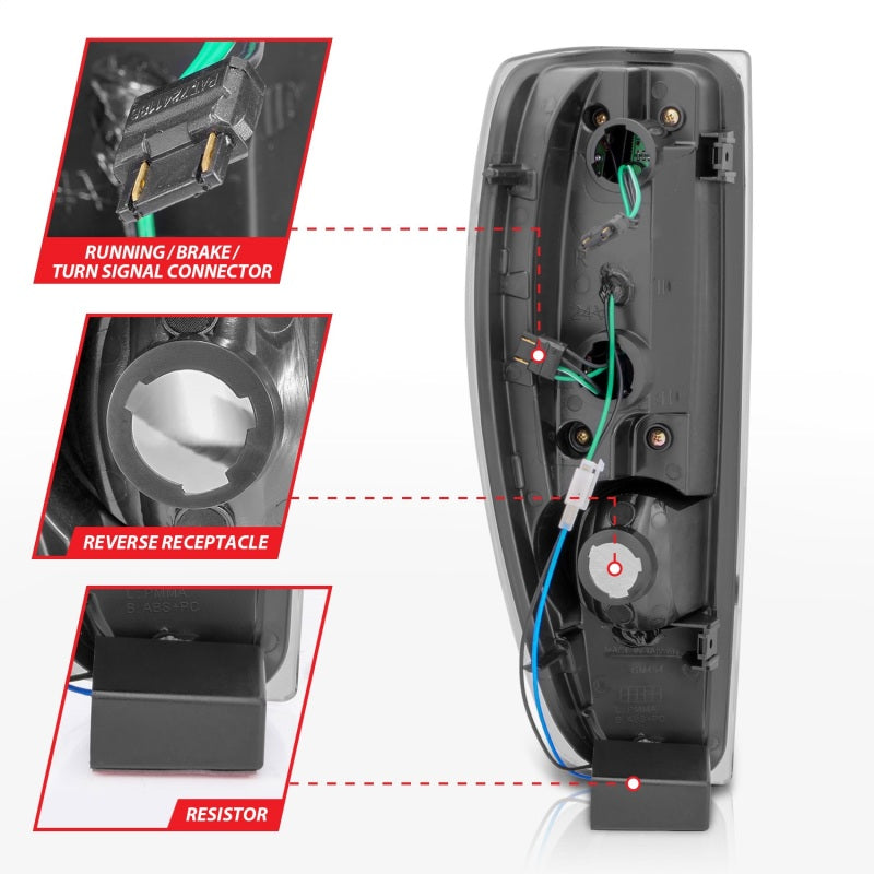 ANZO 04-10 Chevy Colorado & GMC Canyon LED Tail Light Assembly with Clear Lens and Black Housing