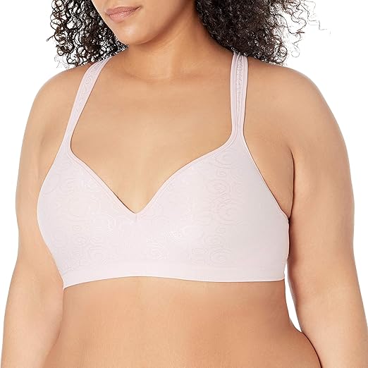 Bali Designs Women's Comfort Revolution Wire Free Bra, Hush Pink Swirl, 38B