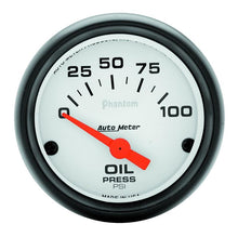 Load image into Gallery viewer, AutoMeter Phantom 52mm 0-100 PSI Electric Oil Pressure Gauge for Automotive Monitoring